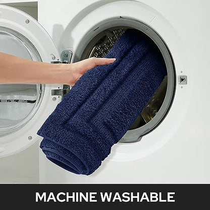 HOMEIDEAS Bathroom Rugs Sets 2 Piece, Super Soft and Absorbent Non Slip Microfiber Machine Washable Bath Mat Set (20" x 32" + 16" x 24", Navy Blue) - color: Loop- Navy Blue, size: 1'4" x 2'8" (16"x24"+20"x32")