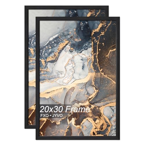 Fxojyvo 20x30 Frame Set of 2 Black Engineered Wood Horizontally/Vertically | Light Weight Multi-Pack 20 x 30 Inch Black Wood-grain Picture Frame for 20by30 Photo Wall Hanging-2 Packs|Black|20x30 - color: Black, size: 20x30