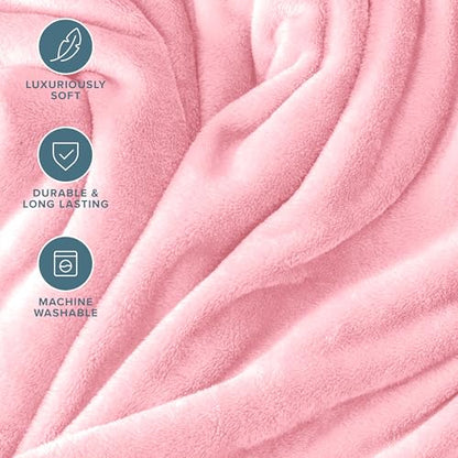 Bare Home Fleece Blanket Luxury Microplush (Full/Queen, Light Pink) | Ultra-Soft Lightweight Blanket for Bed, Sofa, and Couch, Cozy & Warm Blanket - color: 18 - Light Pink, size: Full/Queen