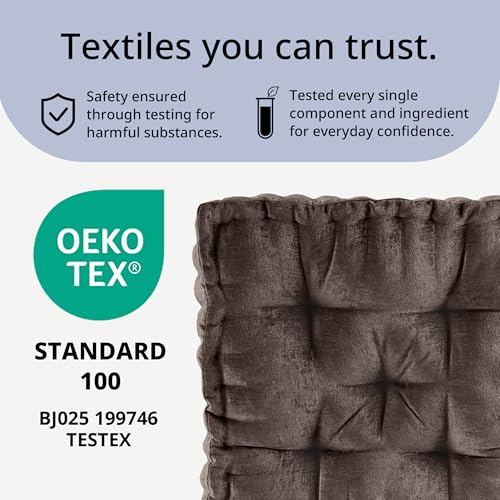 Intelligent Design Floor Pillow Large Meditation Cushion, 20x20 Brown | Sitting for Adults Yoga, Shredded Foam Filled, Chenille Tufted Cover, Handsewn Scalloped Edge, OEKO-TEX Certified - color: Brown