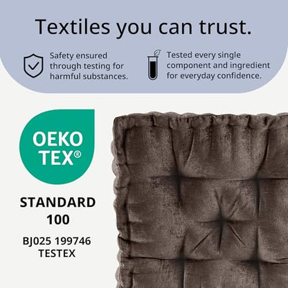 Intelligent Design Floor Pillow Large Meditation Cushion, 20x20 Brown | Sitting for Adults Yoga, Shredded Foam Filled, Chenille Tufted Cover, Handsewn Scalloped Edge, OEKO-TEX Certified - color: Brown