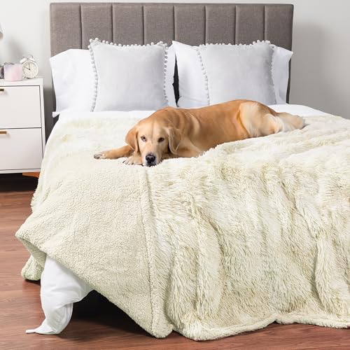 PetAmi Waterproof Dog Blanket for Couch, Bed & Furniture,Reversible Sherpa & Faux Fur Pet Blanket, Leakproof Pet Blanket for Large Dog Cat, Washable Soft Calming Protector Throw (60x80, Cream Beige) - color: Beige, size: X-large (60x80)