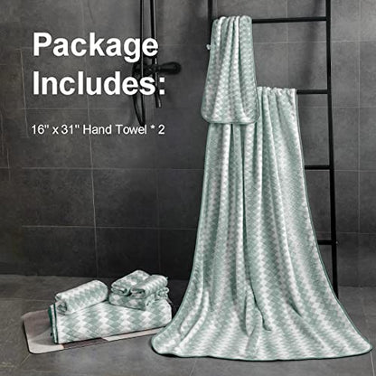 Hand Towels Set 2 Pack-16“x31” Ultra Soft Microfibers Bathroom Towel Set Highly Absorbent Quick Dry Luxury Premium Towel Lightweight Cozy Durable Hand Towel Collection Hotel Spa Gym Kitchen,Green - color: Diamond Green, size: 2 Pack Hand Towels