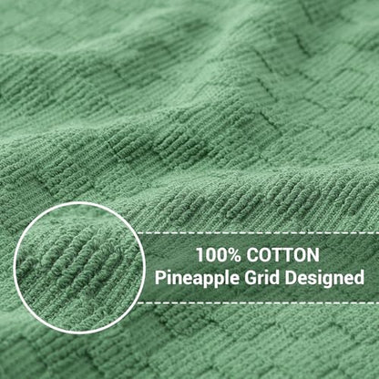 Homaxy 100% Cotton Terry Dish Cloths, 12"x12", 6-Pack, Grass Green | Ultra Soft Absorbent Dish Towels with Hanging Loop, Pineapple Grid Designed - color: Grass Green, size: 12 x 12 - 6 Pack