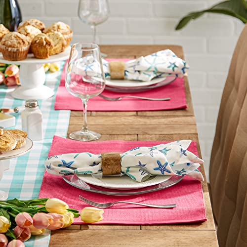 DII Basic Everyday Ribbed Tabletop 100% Cotton, Placemat Set, 13x19, Flamingo, 6 Piece - color: Flamingo, size: 13x19"