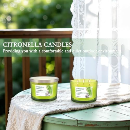 Set of 2 Green Glass Jars Citronella Oil Candles 14oz Smokeless & Outdoor Candles Perfect for Courtyards, Backyards, Camping, Picnics, and Garden. - color: 2Pack-Green
