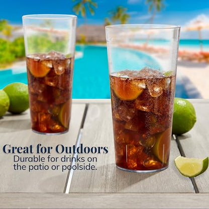 US Acrylic Cafe Plastic Reusable Tumblers, Clear, 32-Ounce, Set of 12 | Iced-Tea Cups, Restaurant Style, Stackable, BPA-Free, Made in USA - color: Clear, size: 32 ounces