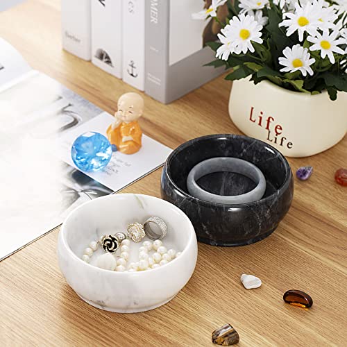 Marble Jewelry Dish - Rings Holder - color: White & Light-grey
