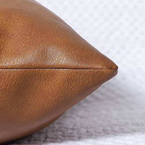 PANOD Premium Faux Leather Throw Pillow Covers, Modern Luxury Decorative Square Throw Pillow Case Cushion Cases for Sofa Couch Bed Car Outdoor,20x20 inch Brown - size: 20" x 20" (Pack of 1)