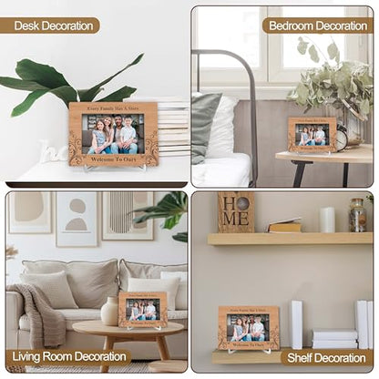 YSTEP Every Family Has a Story Welcome To Ours Picture Frame, Family Photo Frame, Fathers Day, Mothers Day Gifts, Wood 4x6 Picture Frame for Desk Display-B16 - style: Style 3