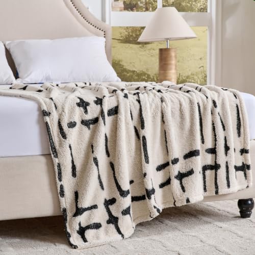 Minimalist Throw Blanket-Cozy Soft Lightweight Fuzzy Throw Blanket for Sofa, Couch, Bed & Chair,White, 50" x 60" - color: White