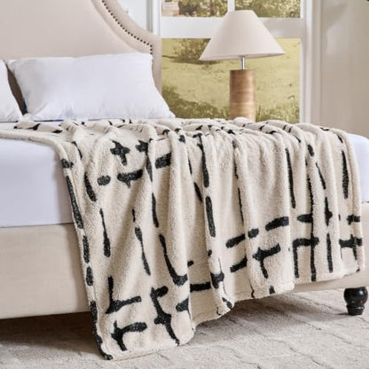 Minimalist Throw Blanket-Cozy Soft Lightweight Fuzzy Throw Blanket for Sofa, Couch, Bed & Chair,White, 50" x 60" - color: White