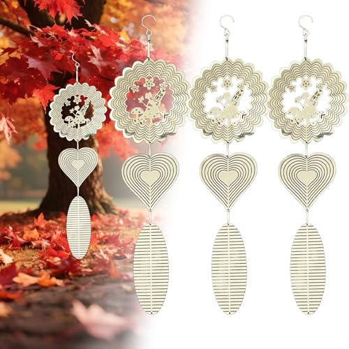 Stainless Steel Wind Spinner,3D Silver Indoor Outdoor Garden Decoration Crafts Ornaments,Metal Wind Chimes for Outside Decor,Decorations to Scare Away Yard Birds (Fairy Combination 3) - color: Fairy Combination 3