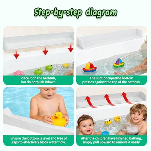 Kids Bathtub Splash Guard, Shelf & Toddler Bath Toy Tray -Gray | Bathtub Splash Guard PlayPad Shelf Area with Strong Suction Cups, Bathtub Ledge Guard, Fun Bath Time for Toddlers Baby - color: Grey
