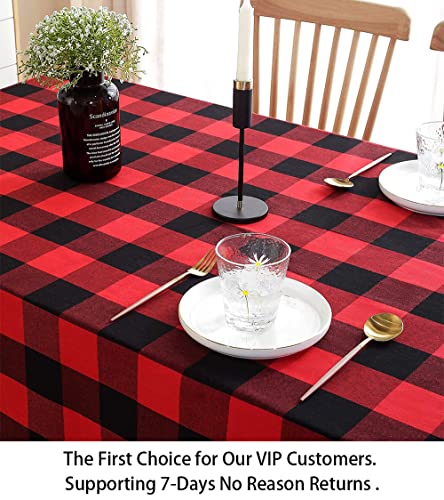 ShinyBeauty Checked Square Tablecloth 54x54-Inch Red and Black Buffalo Plaid Tablecloth Washable Cotton Table Cover Gingham Tablecloth for Dining Room Table Linen Christmas - color: Black & Red, size: 54" x 54" (Square)