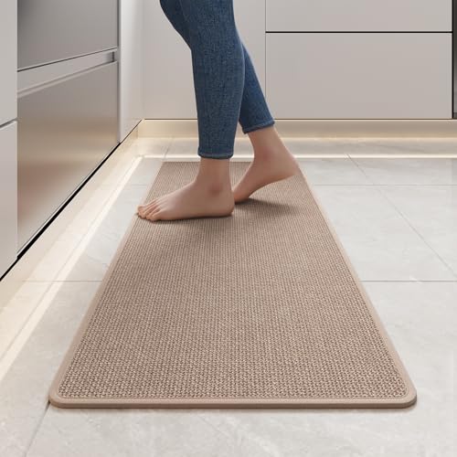 Kitchen Rugs Kitchen Mats for Floor Non Slip Washable Brown 17"x47" | Super Absorbent Woven Rubber Backing Washable Kitchen Floor Mat Sink Mat Runner Rugs Front of Sink, Easy Clean - color: A- Brown, size: 17"x47"