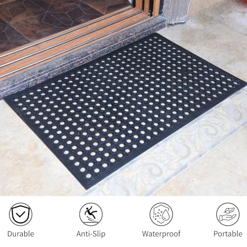 4 Pack Rubber Floor Mats 36”x24” - Heavy-Duty Non-Slip Kitchen Mat & Bar Floor Mat with Drain Holes, Odorless for Entrance, Restaurant, Indoor Outdoor - size: 36"x24" Drain Mats 4Pcs
