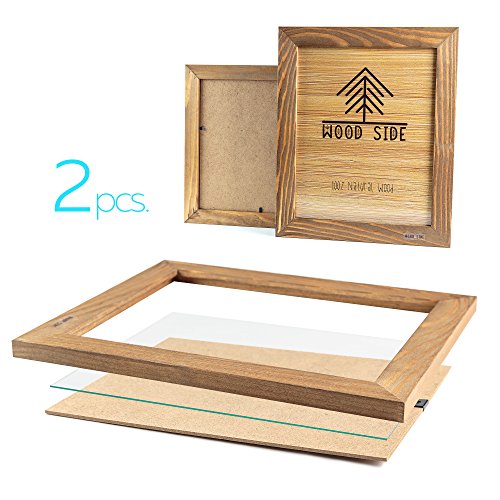 Rustic Wooden Picture Frame 6x8 Inch - Set of 2 - Natural Eco Wood with Real Glass for Wall Hanging and Table Top Display - Walnut - size: 6x8