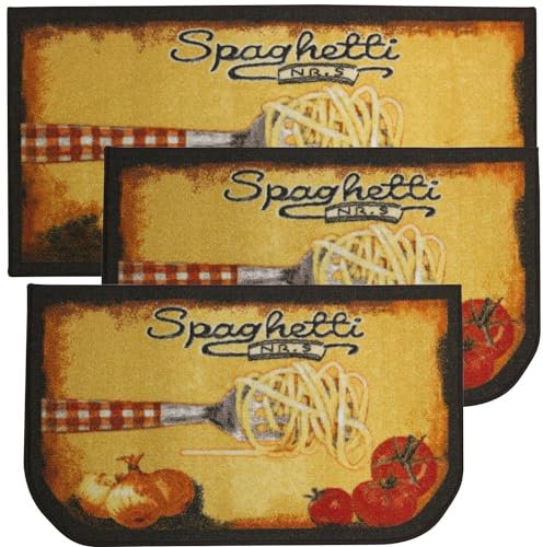 Kashi Home Kitchen Rug, Area Rug, Mat, Beautiful Print Non-Skid Latex Back Spaghetti 20x40 Rectangle - color: Spaghetti, size: 20x40 Rectangle