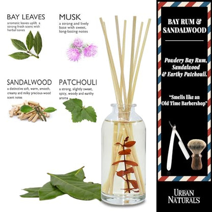 Reed Diffuser Set, Bay Rum & Sandalwood - Bathroom Décor | Powdery Bay Rum, Earthy Patchouli & Musk, A bold, spicy, Masculine scent - color: Bay Rum & Sandalwood