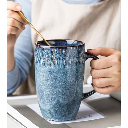 Large Ceramics Coffee Mugs,21 OZ,Large Handle Design,Extra Large Tea and Coffee Cup for Office and Home，Microwave And Dishwasher Safe(Color:21 oz blue) - color: 21 oz blue