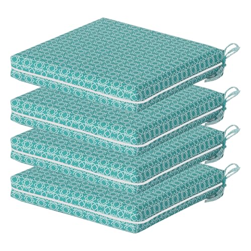 COZYVIDA Outdoor Chair Cushions Set of 4, 20"x20" Square Seat Pads with Tie Straps and YKK Zippers, 35D High-Density Foam, Water-Resistant Fabric,UV-Resistant 1000+ Hrs - color: Print 018