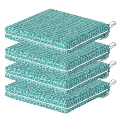 COZYVIDA Outdoor Chair Cushions Set of 4, 20"x20" Square Seat Pads with Tie Straps and YKK Zippers, 35D High-Density Foam, Water-Resistant Fabric,UV-Resistant 1000+ Hrs - color: Print 018