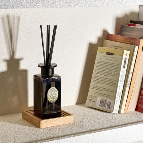 M&SENSE 6.3 oz Large Reed Diffuser Set | Oud Wood Scent Oil Diffuser with Sticks | Hotel Collection Non-Toxic Essential Oil |for Bedroom Bathroom Living Room - color: Oud Wood, size: 180ml