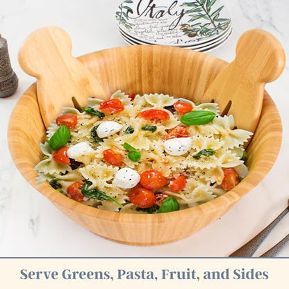 Totally Bamboo Salad Hands, Wood Salad Tongs Alternative for Serving | 2-piece bamboo salad claw servers. Wide scoop for tossing greens, pasta, and fruit. Bowl-grip knob catches on bowl rim. - color: Bamboo