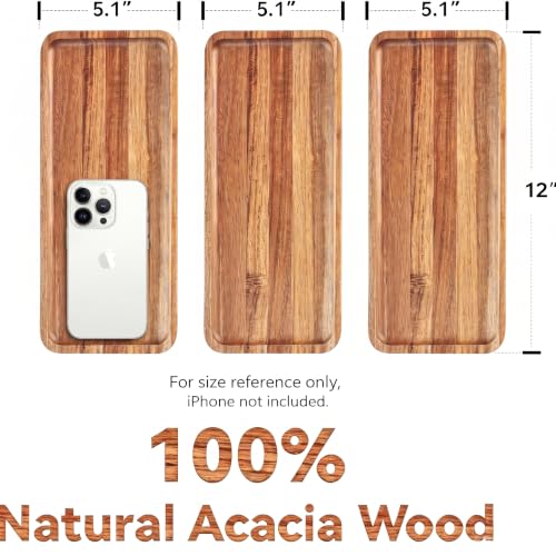 3 Pack Acacia Wood Charcuterie Cheese Trays 11.8x5.1in | Solid Natural Acacia Wood, Food Safe & Durable. Versatile home tray, simple to clean, wonderful gift for all celebrations. - color: 11.8 “*3pcs