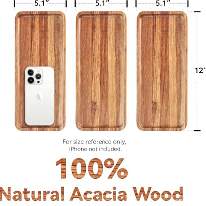 3 Pack Acacia Wood Charcuterie Cheese Trays 11.8x5.1in | Solid Natural Acacia Wood, Food Safe & Durable. Versatile home tray, simple to clean, wonderful gift for all celebrations. - color: 11.8 “*3pcs