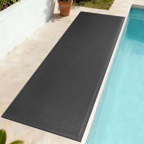 Front Door Mat 24''x71'', Drainage Heavy Duty Dirt Trapping Non-Slip Doormats, Outdoor Rubber Floor Mats, Restaurant Commercial Kitchen Industral Pool Entrance Bar Wet Area, Black - color: Black, size: 24''x71''