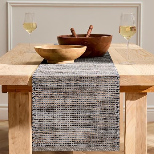 Boho Jute Table Runner for Dining Tables, Rustic Gray Table Runner Farmhouse Style , Cotton and Jute Neutral Colorful Indoor Kitchen Decor, 13 X 36 Inch, - Natural- Grey - color: Natural - Grey, size: 13 x 36 Inch
