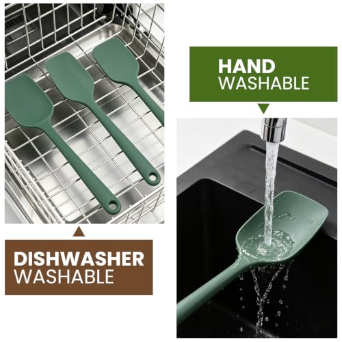 Silicone Spatula Set,9-Piece BPA Free Food Grade Heat Resistant Spatulas for Cooking Baking,Seamless One Piece Design,Non-Stick Safe,Dishwasher Safe,Withstands -104°F to 600°F（Green） - color: Green