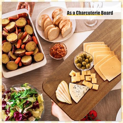 Zubebe 12 Pcs 17 x 6 Inch Acacia Wood Cutting Board with Handle | Charcuterie Board for Laser Engraving, Serving Chopping Board with Handle for Wedding Housewarming Mom Christmas Gift - size: 17"L x 6"W