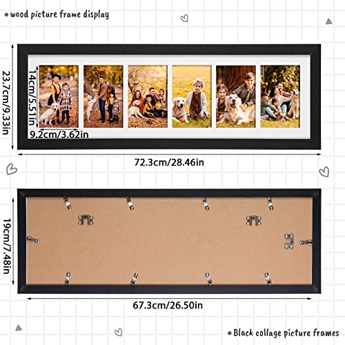 2 Pcs Picture Frame Collage 4x6, 6 Opening Black Wood Grain | Multiple Pictures Display with Mat, Wall Tabletop Decor, Family Photo Collage Frames 4x6, White Mat, Memory Gift