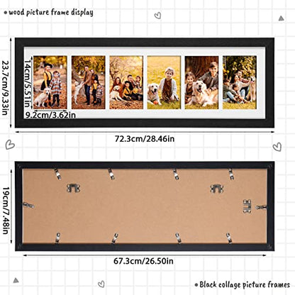 2 Pcs Picture Frame Collage 4x6, 6 Opening Black Wood Grain | Multiple Pictures Display with Mat, Wall Tabletop Decor, Family Photo Collage Frames 4x6, White Mat, Memory Gift