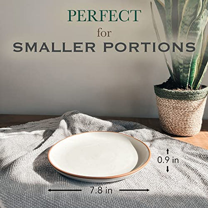 Mora Ceramic Plates Set, 7.8 in - Set of 6 - The Dessert, Salad, Appetizer, Small Dinner etc Plate. Microwave, Oven, and Dishwasher Safe, Scratch Resistant. Kitchen Porcelain Dish - Vanilla White - color: Vanilla White