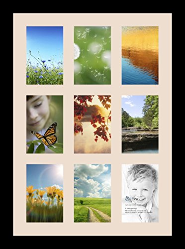 ArtToFrames Collage Photo Frame Single Mat with 9-4x6 Openings with Satin Black Frame and Alabaster mat. - color: 9 - 4x6 - (2145), size: Alabaster