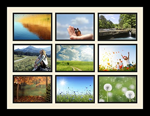 ArtToFrames Collage Photo Frame Single Mat with 9-5x7 Openings with Satin Black Frame and Black mat. - color: 9 - 5x7 - (2144), size: Black