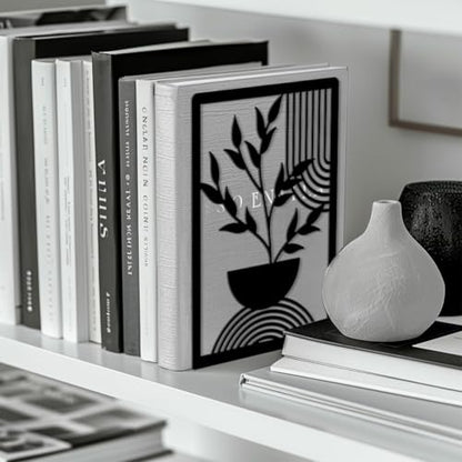 5.3"x4.3"x7.9" Metal Bookends, Heavy Duty Book Ends for Shelves | Bohemian Leaves Theme Cast Iron Book Supports, 1 Pair Decor Stoppers for Desk, Library, Office & Home Shelves - style: Bohemian Leaves