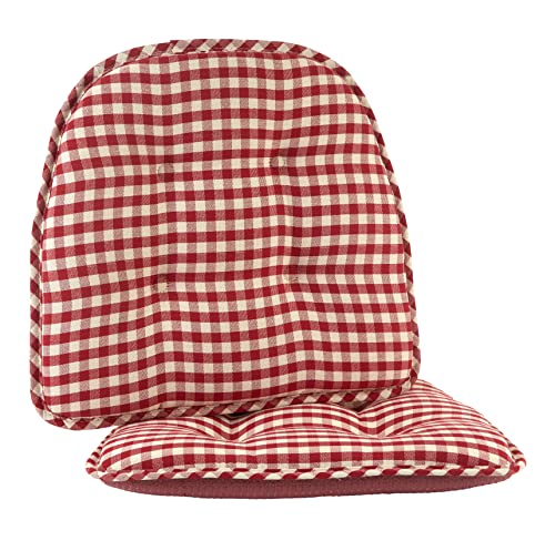 Non-Slip Chair Cushions, Assembled in USA, U-Shaped Skid-Proof Seat Pads for Dining Room, Kitchen, Office, 15"x16" - color: Gingham Red, size: 6 Pack