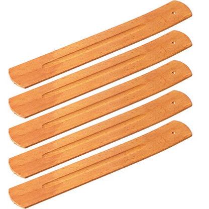 5 Pcs Incense Sticks Holder Incense Burner Ash Catcher, 9 in, Yellow Brown | Incense Burner Tray, Hole Stick Rest, Outdoor Indoor Use, Wood Grain Finish, Lightweight
