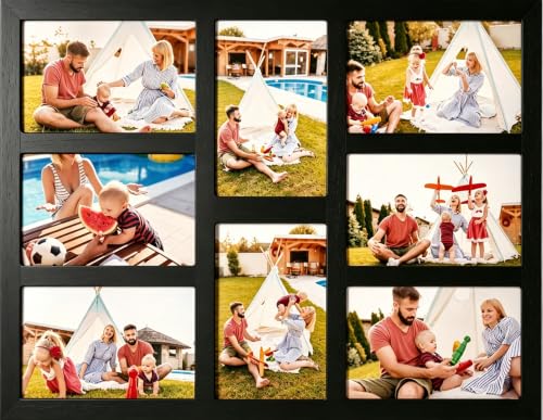 4x6 Collage Picture Frame Family Photos Display - 8 Openings Black | Collage Wall Decor, Family Wall Hanging or Tabletop Picture Frame Decor Set for Home Living Room Family Gifts - color: 8 Openings - Black - 4x6