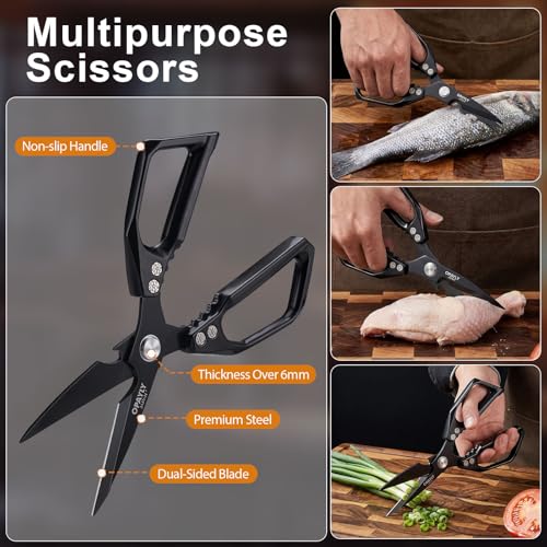 Kitchen Shears 2-Pack Heavy Duty All Purpose Stainless Steel Kitchen Shear Meat Scissors Japanese Cooking Scissor for Food, Sharp Dishwasher Safe Christmas for Men Women With Gifts Box