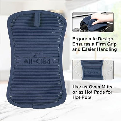 All-Clad Premium Pot Holder & Hot Pad: Heat Resistant to 500 Degrees - 100% Cotton, 10"x6.25" Hot Pad for Kitchen and Barbeque, (1-Pack) - color: Indigo, size: 1 Pack