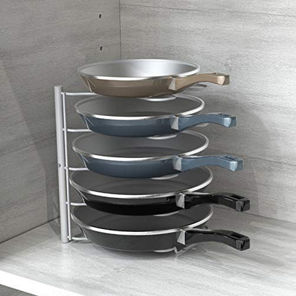 Deco Brothers Pan Organizer Rack for Kitchen Cabinet and Counter, White - color: White