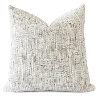Textured Chenille Throw Pillow Cover 24x24 Inch Soft Neutral Woven Accent Boho Farmhouse Square Decorative Cushion Case for Modern Home Decor Bed Couch Sofa Living Room - size: 24" x 24" (Pack of 1)