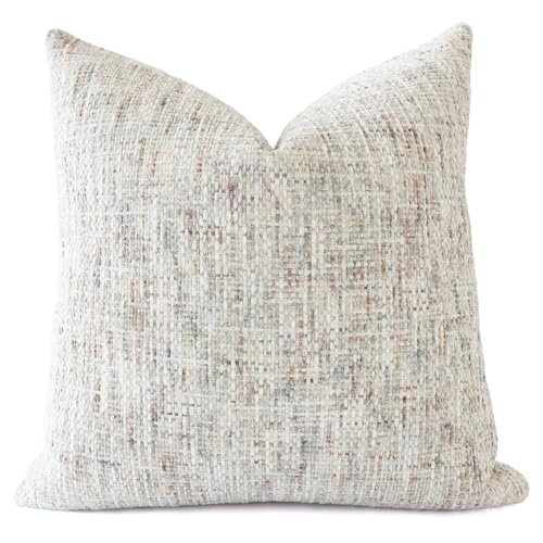 Textured Chenille Throw Pillow Cover 26x26 Inch Soft Neutral Woven Euro Shams Boho Farmhouse Square Accent Decorative Cushion Case for Modern Home Decor Bed Sofa Couch Living Room - size: 26" x 26" (Pack of 1)