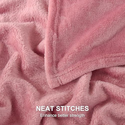 Hansleep Throw Fuchsia Fleece Blanket, Soft Flannel Bed Blanket | Fuzzy Cozy Blanket 50x60 Inches, Multi-use for Bed, Sofa, Couch, Travel, Camping, All Season Warm Lightweight Cover - color: Dusty Rose, size: Throw (50x60 Inches)